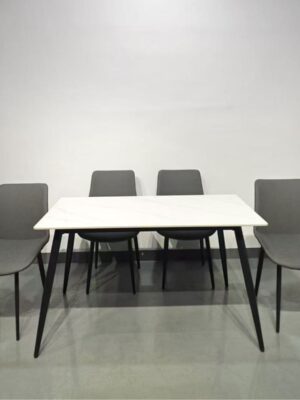 Comedor Vica 4 Sillas Color Gris, Cubierta 12mm Tipo Mármol Cerámica Estampado Comedor Vica 4 Sillas Color Gris, Cubierta 12mm Tipo Mármol Cerámica Estampado