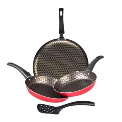 Jgo. De Sartenes 3pzas 30_24_20cm Color Rojo + Accesorio 973428