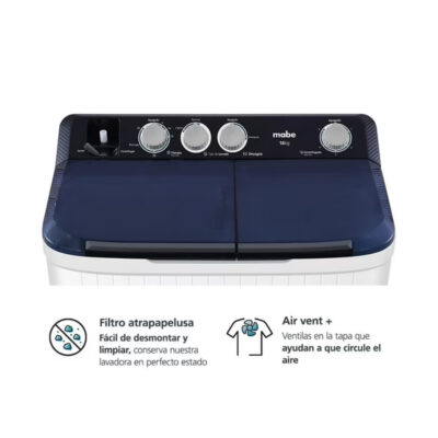 Lavadora Semiautomática 2 Tinas Mabe 16kg LMDX6124HBAB0